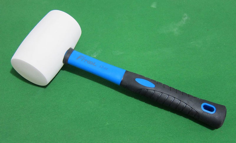 FITOOL 32-Ounces White Solid Rubber Mallet, Fiberglass Handle with Soft Rubber Grip, Total Weight 2.6LB, Non Marking Hammer (32oz) - Image 2